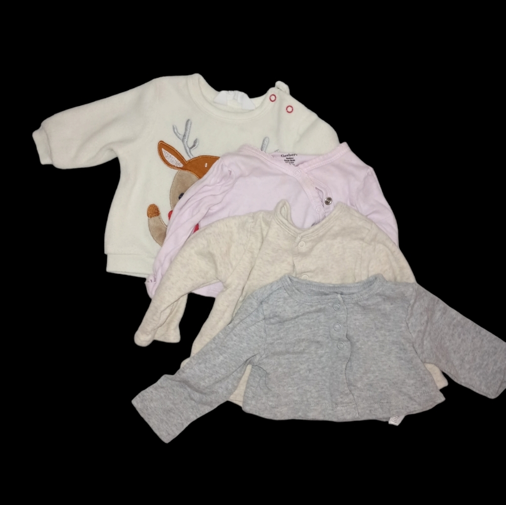 Set of 4 Unisex NB - 3 Month Cardigan and Button Tops